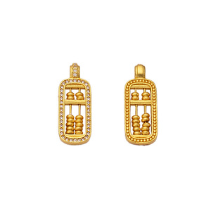 老铺同款韦雪戴的【古法金算盘吊坠项链】铜镀金精工满细节版女款