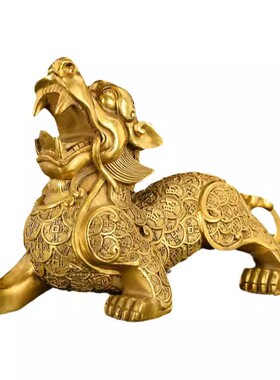 铜貔貅摆件一对黄铜招貔犰大号皮丘铜制貔貅财家居客厅办公室礼品