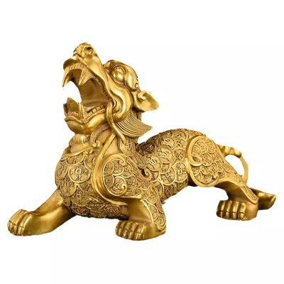 铜貔貅摆件一对黄铜招貔犰大号皮丘铜制貔貅财家居客厅办公室礼品