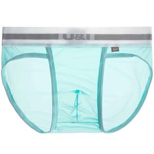 U＆I男士三角内裤超薄透气冰丝一片式向上个性中腰运动提臀潮裤头