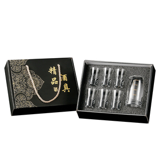 家用白酒杯玻璃子弹杯一口杯分酒器小烈酒杯酒具礼盒套装定制LOGO