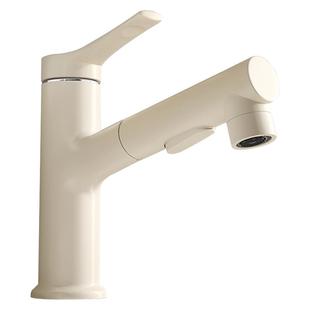 洗脸盆水龙头洗手盆家用抽拉式卫生间面盆台盆冷热浴室柜白色全铜