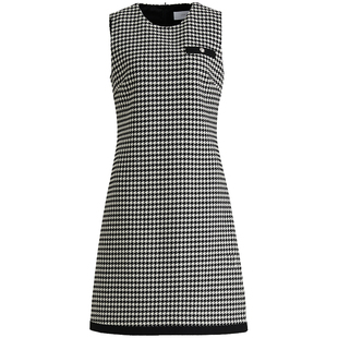 OBEG欧碧倩千鸟格叠穿羊毛背心裙女冬季气质连衣裙10464004