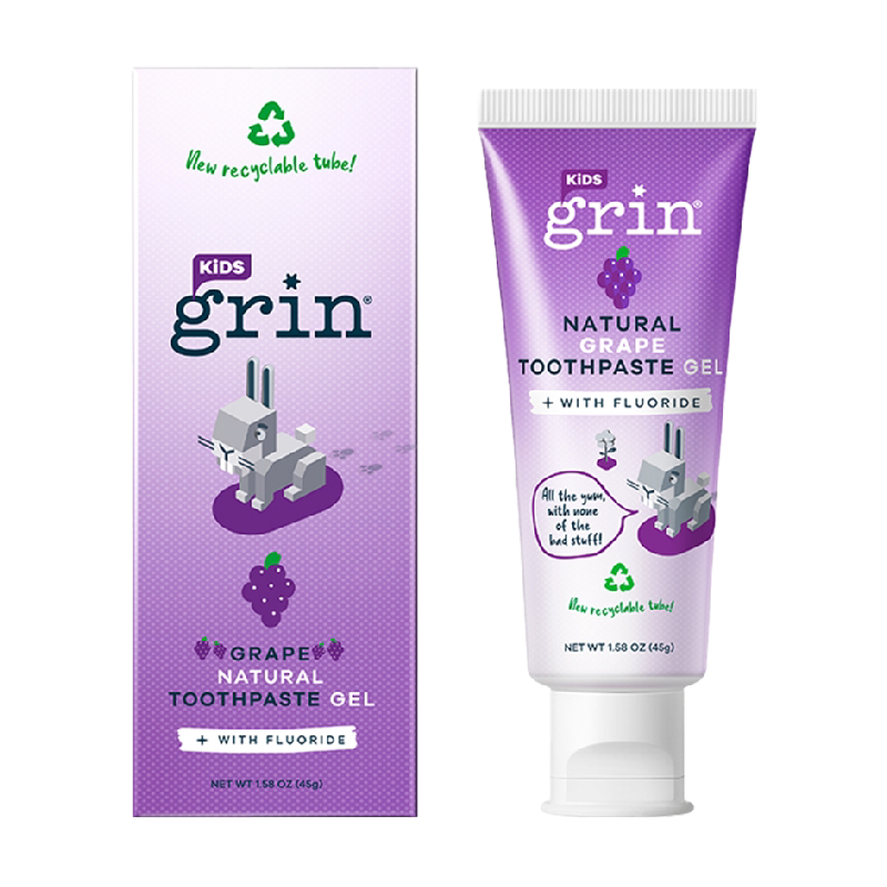 grin儿童牙膏天然含氟防蛀葡萄味