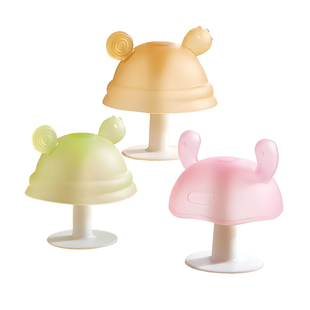 小蘑菇牙胶婴儿磨牙棒头硅胶玩具宝宝口欲期防吃手咬胶可水煮咬咬