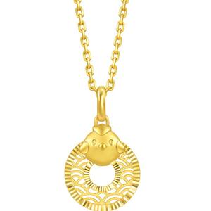 周生生足金生生有礼本命年生肖鸡平安扣黄金吊坠不含项链94418P