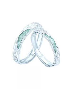 冰川微澜情侣对戒一对足银999戒指轻奢夜光戒指情人节礼物送女友