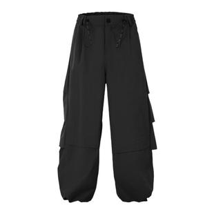 张艺兴宋雨琦同款BJHG不计后果工装裤子男秋冬白色运动冲锋长裤女