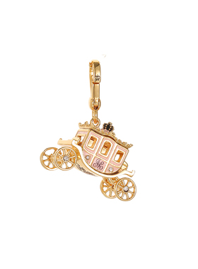 珐琅釉粉色南瓜车吊坠