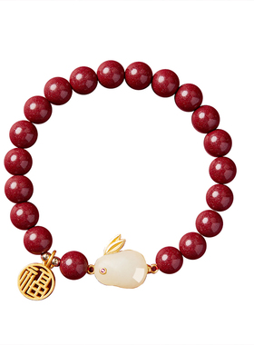 2026马年本命年玉兔纳福朱砂手串