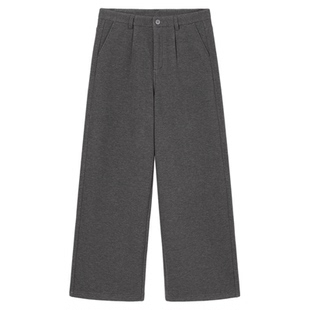 PSO Brand男装女装摇粒绒加绒裤子男款冬季宽松阔腿直筒西装长裤