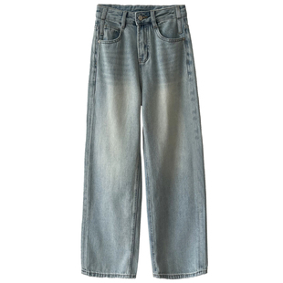 全棉高腰显瘦宽松直筒牛仔裤女春季2026新款裤子窄版阔腿裤春款