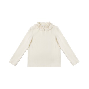 RBIGX瑞比克童装秋季新款木耳领女童半高领打底衫澳绒女童长袖T恤