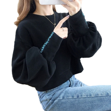 泡泡袖短款2020新款女不加绒潮卫衣1
