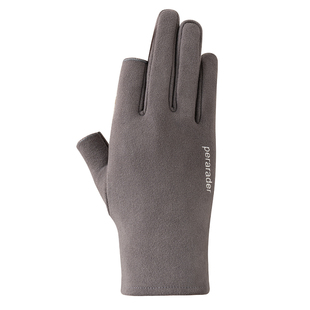 亲子德绒手套冬季保暖防滑骑行开车可触屏薄款漏指头手套大人小孩