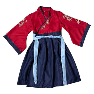 国学服装儿童汉服国学服男女同款直袖广袖三字经毕业典礼演出服装