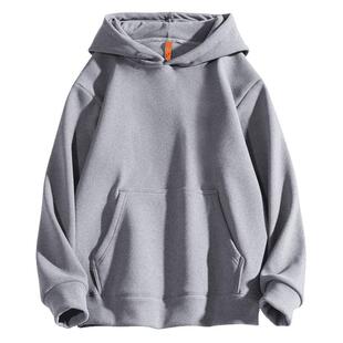 600g重磅金丝绒秋冬连帽卫衣日系复古纯色厚实运动帽衫男女款外套