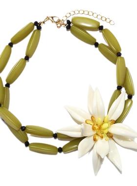 2024秋冬原创设计花朵气质百搭项链套装 甜美气质街拍度假风手镯