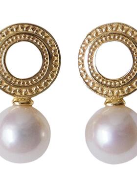 VNJEWELRY天然珍珠925银耳钉