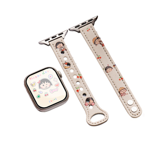 匠戴适用iwatch11表带苹果S11手表applewatch10双钉扣印花S10新款卡通SE3女时尚S9夏细腕带男智能11运动真皮