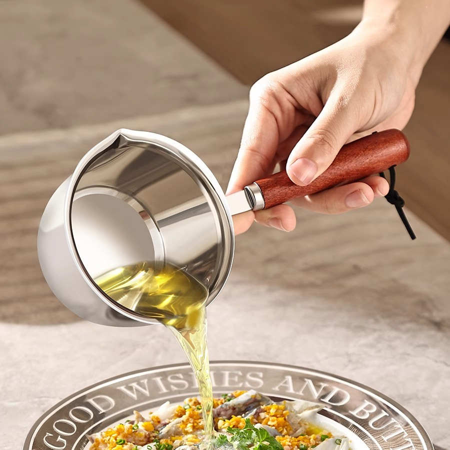 316不锈钢泼油小锅家用奶锅热油小勺厨房浇油烧油迷你淋油锅