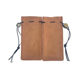 真牛皮真皮文玩收纳袋盘玩袋实心玉竹收纳怀炉打火机手串柱状防摔