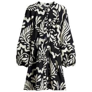 HM女装连衣裙春季中式领收腰设计感碎花连衣裙1271151