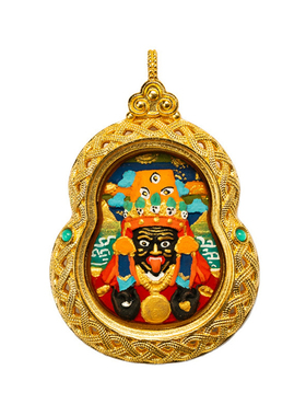 手绘擦擦葫芦形唐卡吊坠