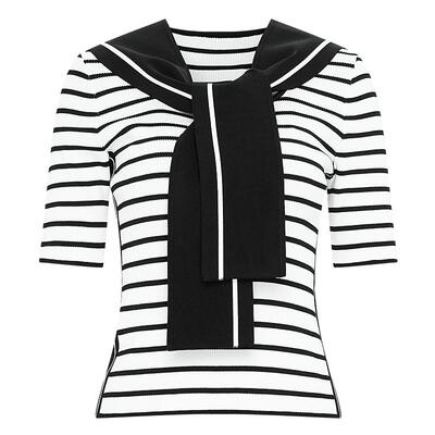 LIFE·IDEA商场同款2025春季新品中长袖条纹针织衫(配披肩）