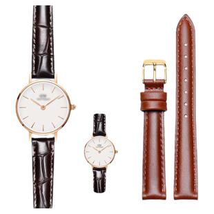 适配dw真皮手表带男女情侣表配件28|32|36|40mm黑棕粉色皮带表链