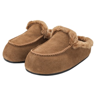 SGIRL TWTW复古包头穆勒半拖鞋女2025秋冬加绒保暖一脚蹬毛毛鞋