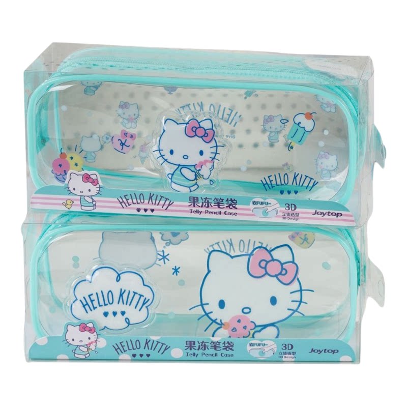 悦木正版Hello Kitty凯蒂猫透明笔袋PVC卡通可爱学生便携收纳袋