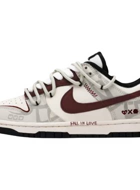 球鞋定制Nike Dunk Low爱意乱码 简约高级情侣纪念日低帮男女板鞋