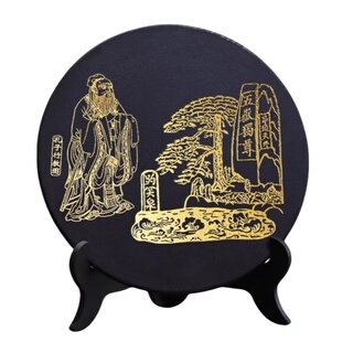 山东龙山黑陶济南非遗特色文创礼品孔子看盘工艺品济宁摆件送老师