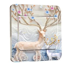 创意中式家用灯开关贴墙贴插座面板遮挡装饰简约轻奢北欧贴画贴纸