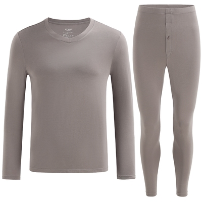 商场同款MYBODY25秋季新款保暖内衣男款轻暖时尚V领修身保暖套装