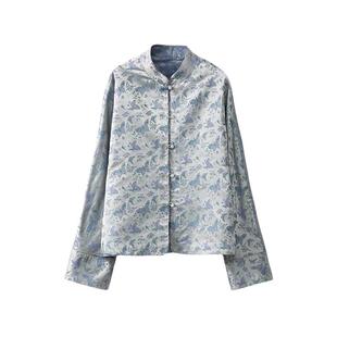 SILVIYE重磅30姆米桑蚕丝宋锦外套新中式上衣双面穿国风真丝开衫