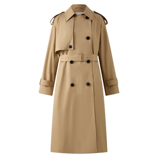 【特氟龙三防】Eland衣恋风衣女英伦风双排扣外套2025冬季新款