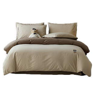 TeenieWeenie小熊北欧极简风提花纯棉四件套被套床单床笠款三件套