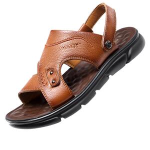 奥康凉鞋男夏季真皮软底牛皮品牌两用拖鞋外穿开车夏天男士沙滩鞋