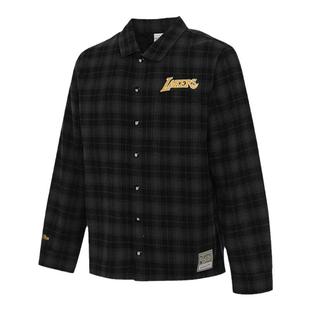 Mitchell&Ness衬衫湖人队百搭复古简约时尚印花格子衬衫外套男MN