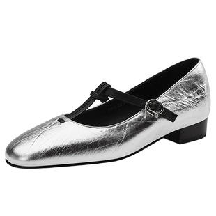 MILLIE'S/妙丽浅口单鞋女2026春款法式一字带玛丽珍鞋真皮平底鞋Q