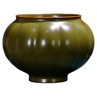 松柏堂柴窑景德镇陶瓷纯手工茶洗茶水缸茶器茶叶末釉南瓜瓣水盂
