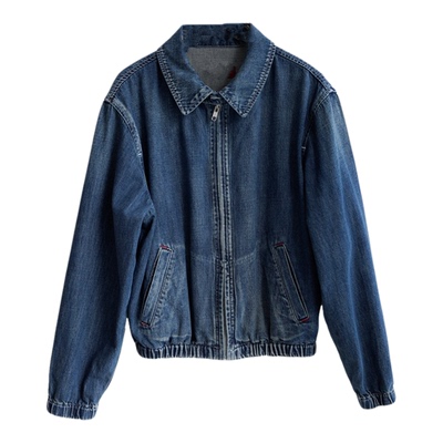 复古合身短款收脚棉牛仔外套显高