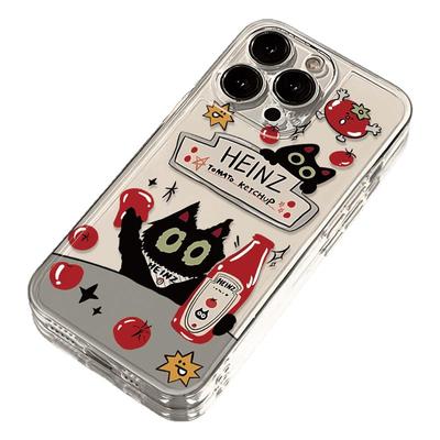 番茄黑猫适用苹果iPhone16e手机壳新款15promax卡通14透明13/12mini软硅胶男女xr全包xs防摔7/8plus可爱外壳