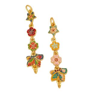 哑金铜镀保色珐琅彩项链手链配件延长链蝴蝶花朵手牌diy饰品配件