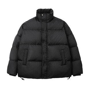 GWIT 90绒白鸭绒冬季棋盘格面包服保暖外套短款潮牌加厚羽绒服男