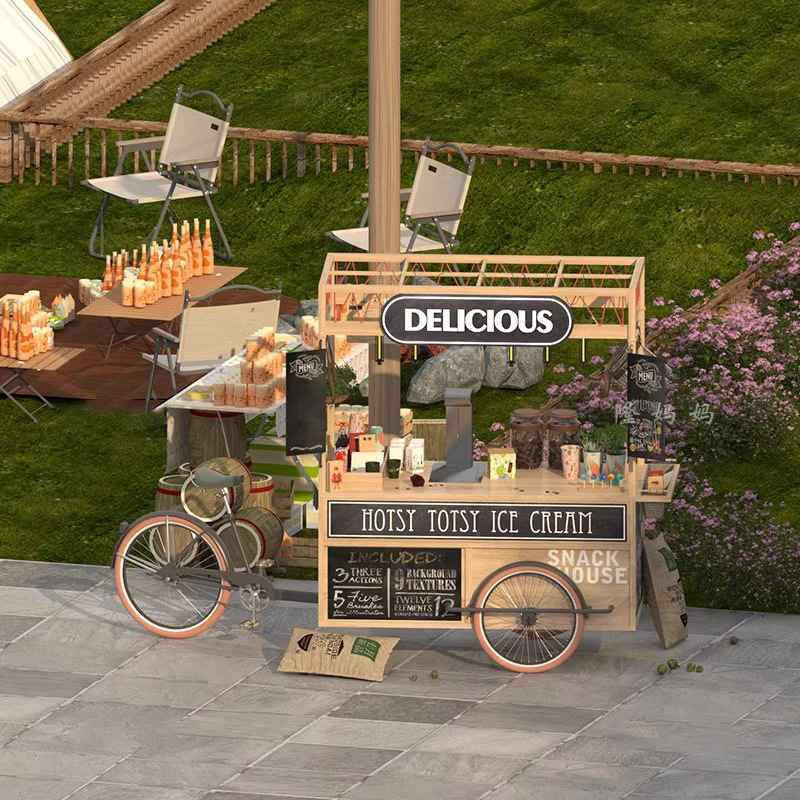 餐车人力电影道具咖啡车鲜花园艺摆设摆摊车多功能品牌宣传展示车