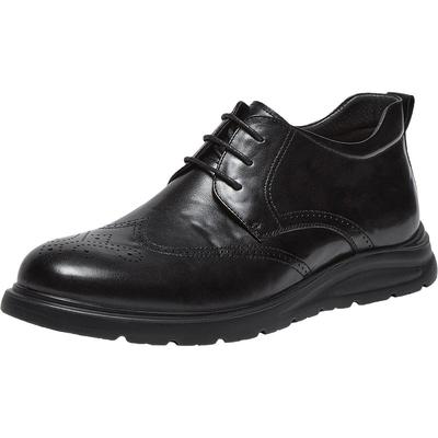 百思图25冬商场新款加绒保暖布洛克真皮休闲皮鞋商务男鞋50545DM5