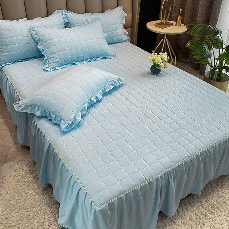 水洗棉床罩床裙款三件套单件床笠罩带裙边床围裙罩床垫防尘保护i.
